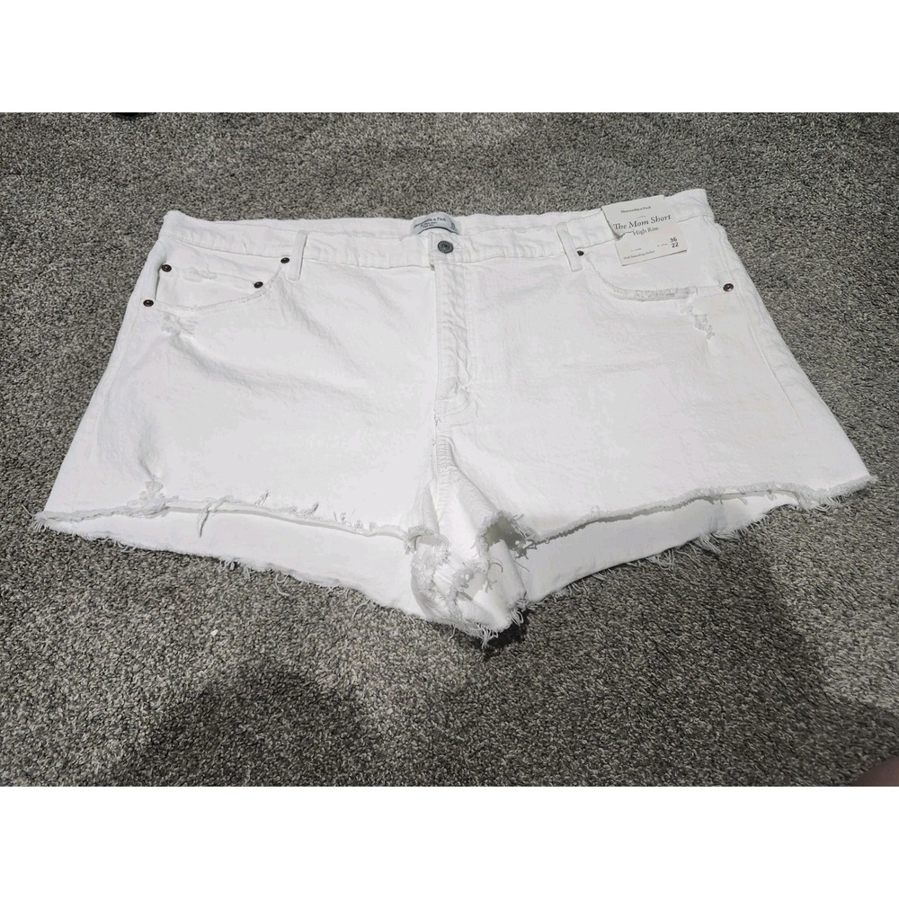 Abercrombie And Fitch The Mom High Rise White Jean Shorts Size 36 Nwt